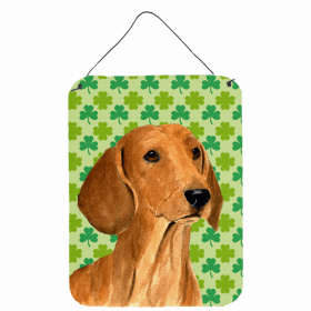 Dachshund #6 St. Patrick's Day Shamrock Portrait Design Wall or Door Hanging Prints