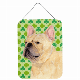 French Bulldog #4 St. Patrick's Day Shamrock Portrait Design Wall or Door Hanging Prints