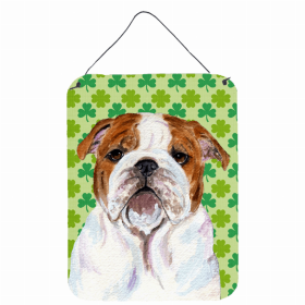 Bulldog #2 St. Patrick's Day Shamrock Portrait Design Wall or Door Hanging Prints