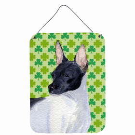 Rat Terrier St. Patrick's Day Shamrock Portrait Design Wall or Door Hanging Prints