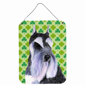 Schnauzer #4 St. Patrick's Day Shamrock Portrait Design Wall or Door Hanging Prints