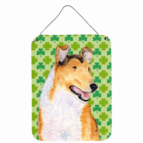 Collie - Smooth St. Patrick's Day Shamrock Portrait Design Wall or Door Hanging Prints