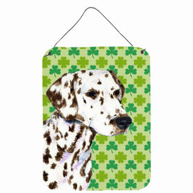 Dalmatian St. Patrick's Day Shamrock Portrait Design Wall or Door Hanging Prints