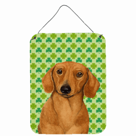 Dachshund St. Patrick's Day Shamrock Portrait Design Wall or Door Hanging Prints