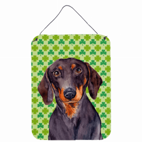 Dachshund #2 St. Patrick's Day Shamrock Portrait Design Wall or Door Hanging Prints