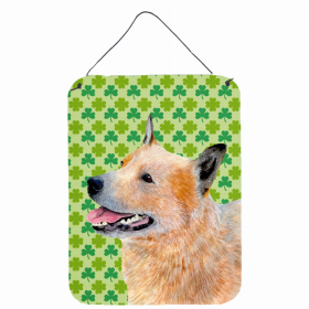 Australian Cattle Dog St. Patrick's Day Shamrock Portrait Design Wall or Door Hanging Prints