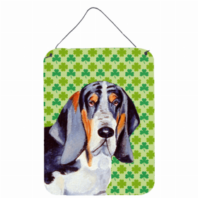 Basset Hound St. Patrick's Day Shamrock Portrait Design Wall or Door Hanging Prints