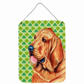 Bloodhound St. Patrick's Day Shamrock Portrait Design Wall or Door Hanging Prints