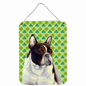 French Bulldog St. Patrick's Day Shamrock Portrait Design Wall or Door Hanging Prints