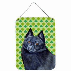 Schipperke St. Patrick's Day Shamrock Portrait Design Wall or Door Hanging Prints