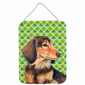 Dachshund #3 St. Patrick's Day Shamrock Portrait Design Wall or Door Hanging Prints