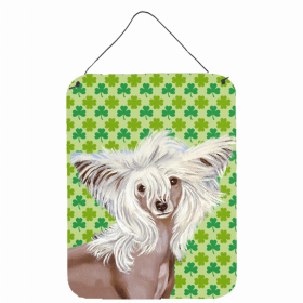 Chinese Crested St. Patrick's Day Shamrock Portrait Design Wall or Door Hanging Prints