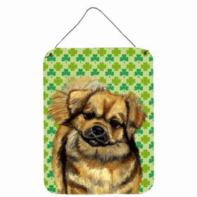 Tibetan Spaniel St. Patrick's Day Shamrock Portrait Design Wall or Door Hanging Prints