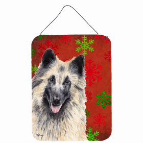 Belgian Tervuren Red and Green Snowflakes Holiday Christmas Design Wall or Door Hanging Prints