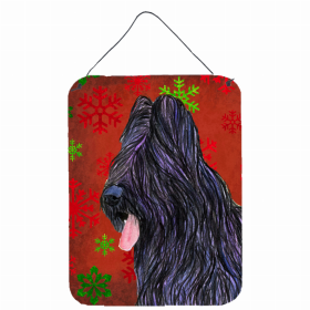 Briard Red and Green Snowflakes Holiday Christmas Design Wall or Door Hanging Prints