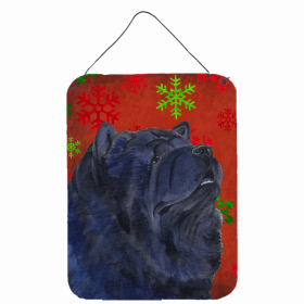 Chow Chow Red and Green Snowflakes Holiday Christmas Design Wall or Door Hanging Prints