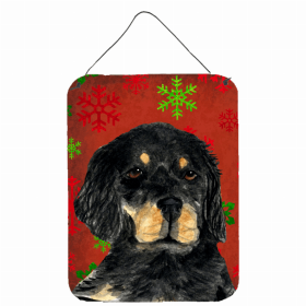 Gordon Setter Red and Green Snowflakes Holiday Christmas Design Wall or Door Hanging Prints