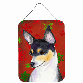 Chihuahua #5 Red and Green Snowflakes Holiday Christmas Design Wall or Door Hanging Prints