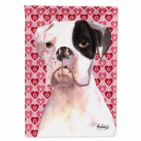 Boxer - Cooper Hearts Love and Valentine's Day Portrait Flag Garden Size