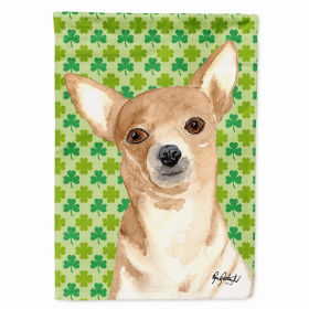 Chihuahua St. Patrick's Day Shamrock Portrait Flag Garden Size