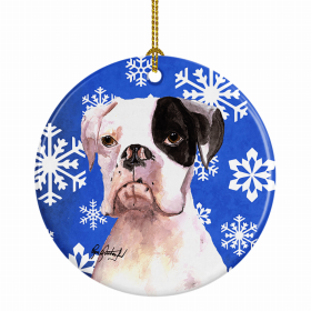 Boxer - Cooper Winter Snowflakes Ornament