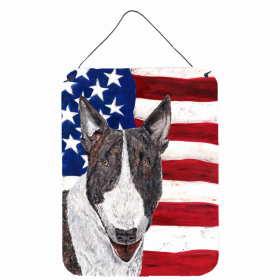 Bull Terrier USA American Flag Wall or Door Hanging Prints