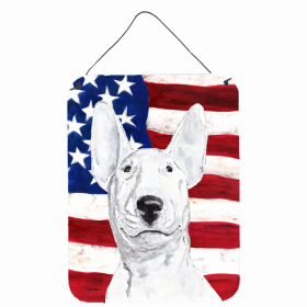 Bull Terrier #2 USA American Flag Wall or Door Hanging Prints