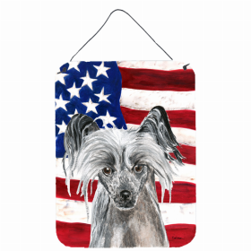 Chinese Crested USA American Flag Wall or Door Hanging Prints