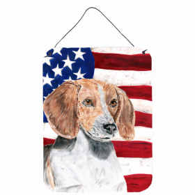 English Foxhound USA American Flag Wall or Door Hanging Prints