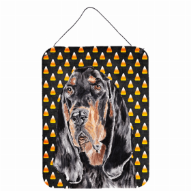 Black and Tan Coonhound Candy Corn Halloween Design Wall or Door Hanging Prints