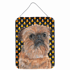 Brussels Griffon Candy Corn Halloween Design Wall or Door Hanging Prints