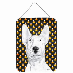 Bull Terrier 2 Candy Corn Halloween Design Wall or Door Hanging Prints