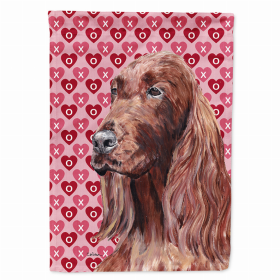 Irish Setter #3 Hearts Love and Valentine's Day Portrait Flag Garden Size