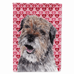 Border Terrier #2 Hearts Love and Valentine's Day Portrait Flag Garden Size