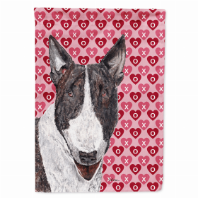 Bull Terrier Hearts Love and Valentine's Day Portrait Flag Garden Size