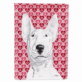 Bull Terrier #2 Hearts Love and Valentine's Day Protrait Flag Garden Size