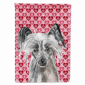 Chinese Crested #2 Hearts Love and Valentine's Day Portrait Flag Garden Size