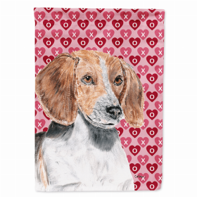 English Foxhound Hearts Love and Valentine's Day Portrait Flag Garden Size