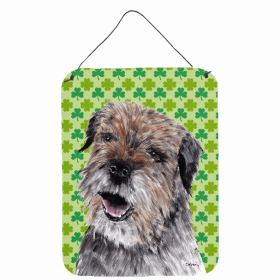 Border Terrier #2 St. Patrick's Day Shamrock Portrait Design Wall or Door Hanging Prints