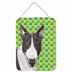 Bull Terrier St. Patrick's Day Shamrock Portrait Design Wall or Door Hanging Prints