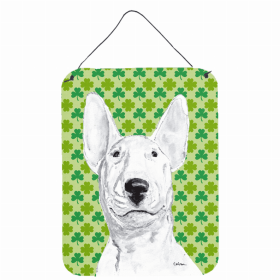 Bull Terrier #2 St. Patrick's Day Shamrock Portrait Design Wall or Door Hanging Prints