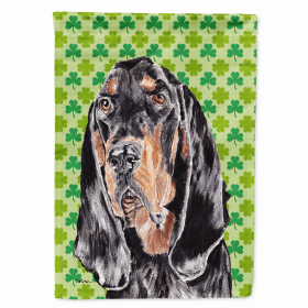 Black and Tan Coonhound  Lucky Shamrock St. Patrick's Day Flag Garden Size