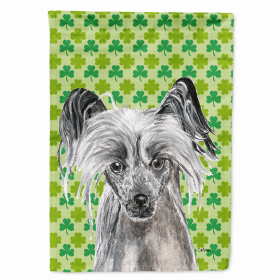 Chinese Crested #2 Lucky Shamrock St. Patrick's Day Flag Garden Size