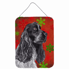 Cocker Spaniel Red and Green Snowflakes Holiday Christmas Design Wall or Door Hanging Prints