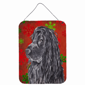 Cocker Spaniel #2 Red and Green Snowflakes Holiday Christmas Design Wall or Door Hanging Prints