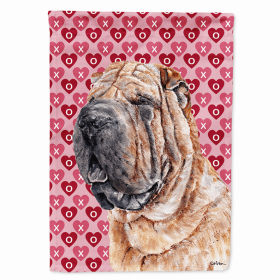 Shar Pei Hearts Love and Valentine's Day Portrait Flag Garden Size