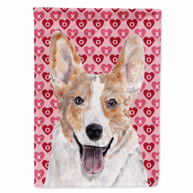 Corgi - Cardigan Hearts Love and Valentine's Day Portrait Flag Garden Size