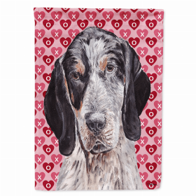 Bluetick Coonhound Hearts Love and Valentine's Day Portrait Flag Garden Size