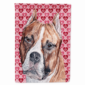 Staffordshire Bull Terrier Hearts Love and Valentine's Day Portrait Flag Garden Size