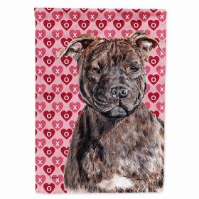 Staffordshire Bull Terrier #2Hearts Love and Valentine's Day Portrait Flag Garden Size